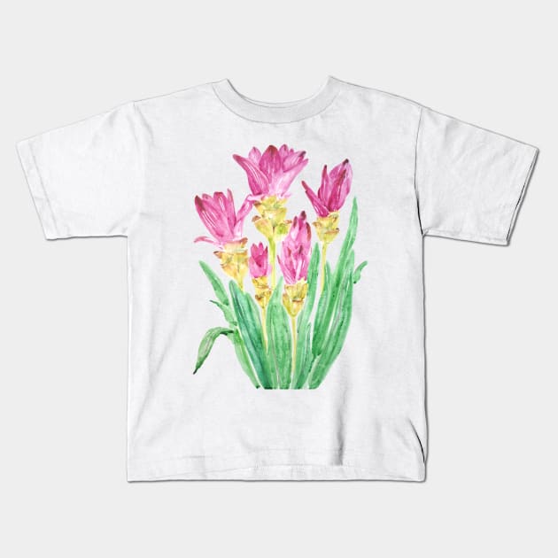 siam flowers watercolor painting Kids T-Shirt by colorandcolor